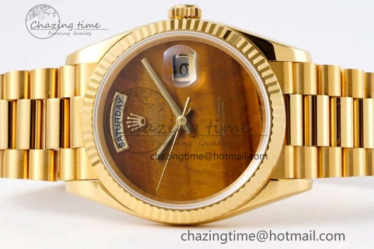 Day Date 36 YG RAF Best Edition Brown Wave Dial on YG Bracelet A2836