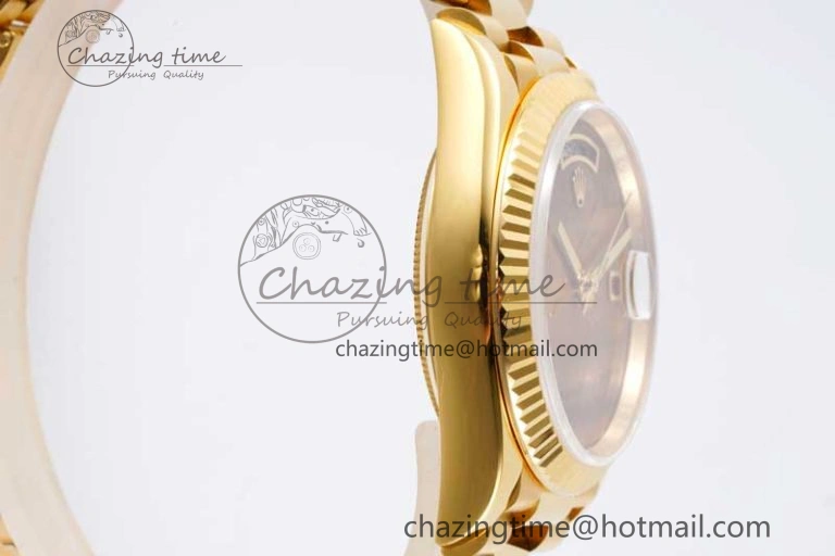 Day Date 36 YG RAF Best Edition Brown Wave Dial on YG Bracelet A2836
