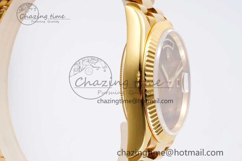 Day Date 36 YG RAF Best Edition Brown Wave Dial on YG Bracelet A2836