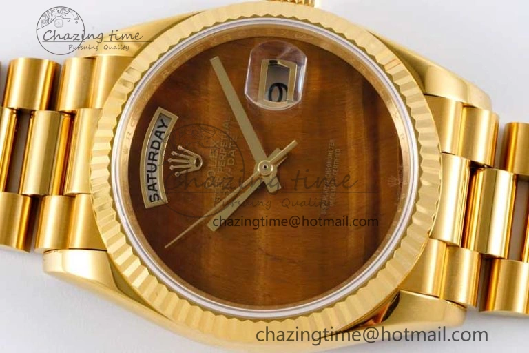 Day Date 36 YG RAF Best Edition Brown Wave Dial on YG Bracelet A2836