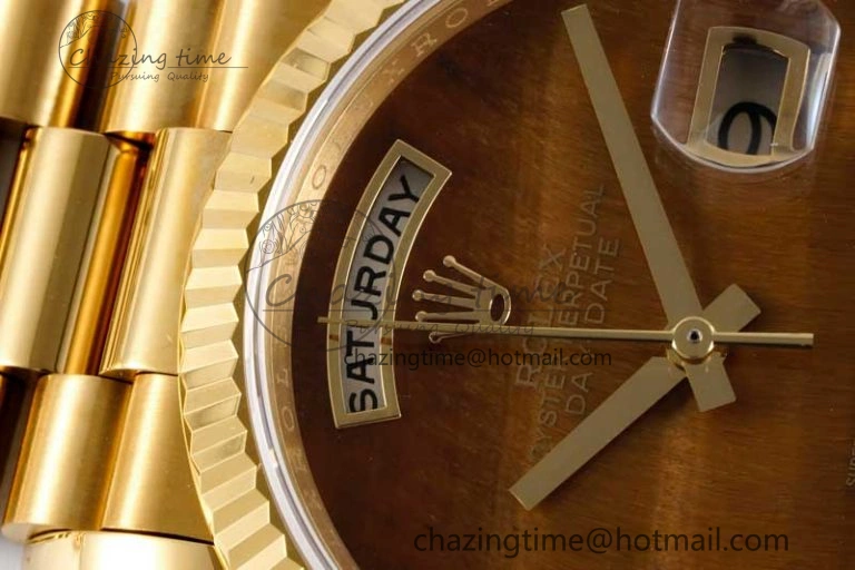 Day Date 36 YG RAF Best Edition Brown Wave Dial on YG Bracelet A2836