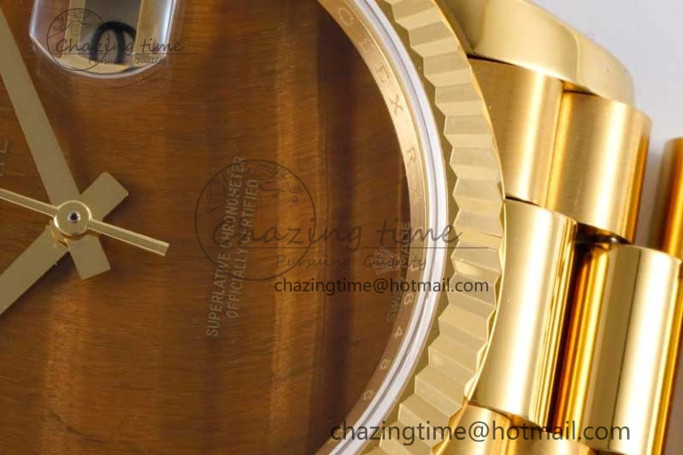 Day Date 36 YG RAF Best Edition Brown Wave Dial on YG Bracelet A2836