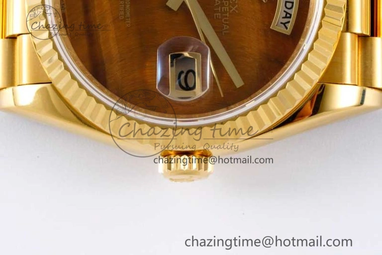 Day Date 36 YG RAF Best Edition Brown Wave Dial on YG Bracelet A2836
