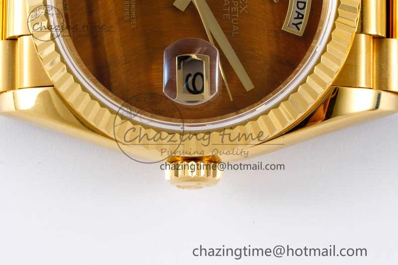 Day Date 36 YG RAF Best Edition Brown Wave Dial on YG Bracelet A2836