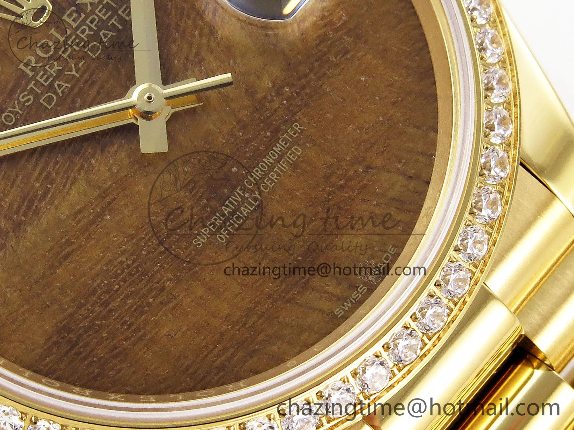 Day Date 36 YG RAF Best Edition Diamond Bezel Brown Wave Dial on YG Bracelet A2836