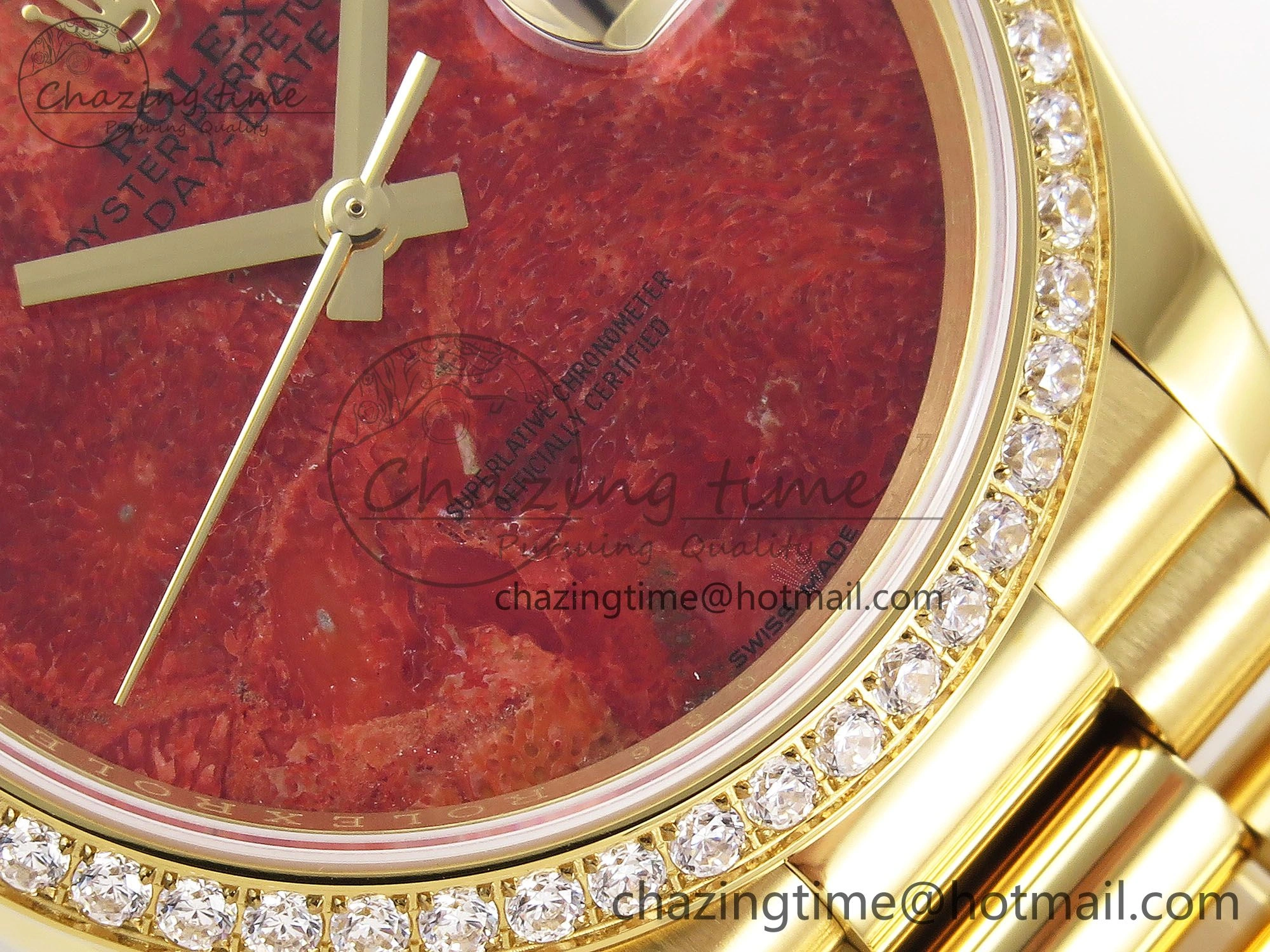 Day Date 36 YG RAF Best Edition Diamond Bezel Rock Dial on YG Bracelet A2836