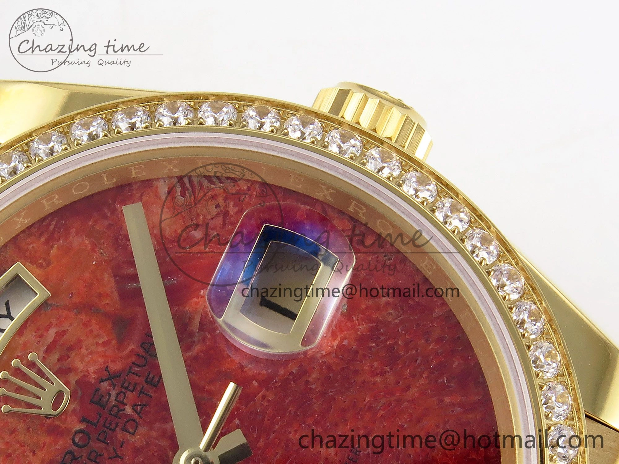 Day Date 36 YG RAF Best Edition Diamond Bezel Rock Dial on YG Bracelet A2836