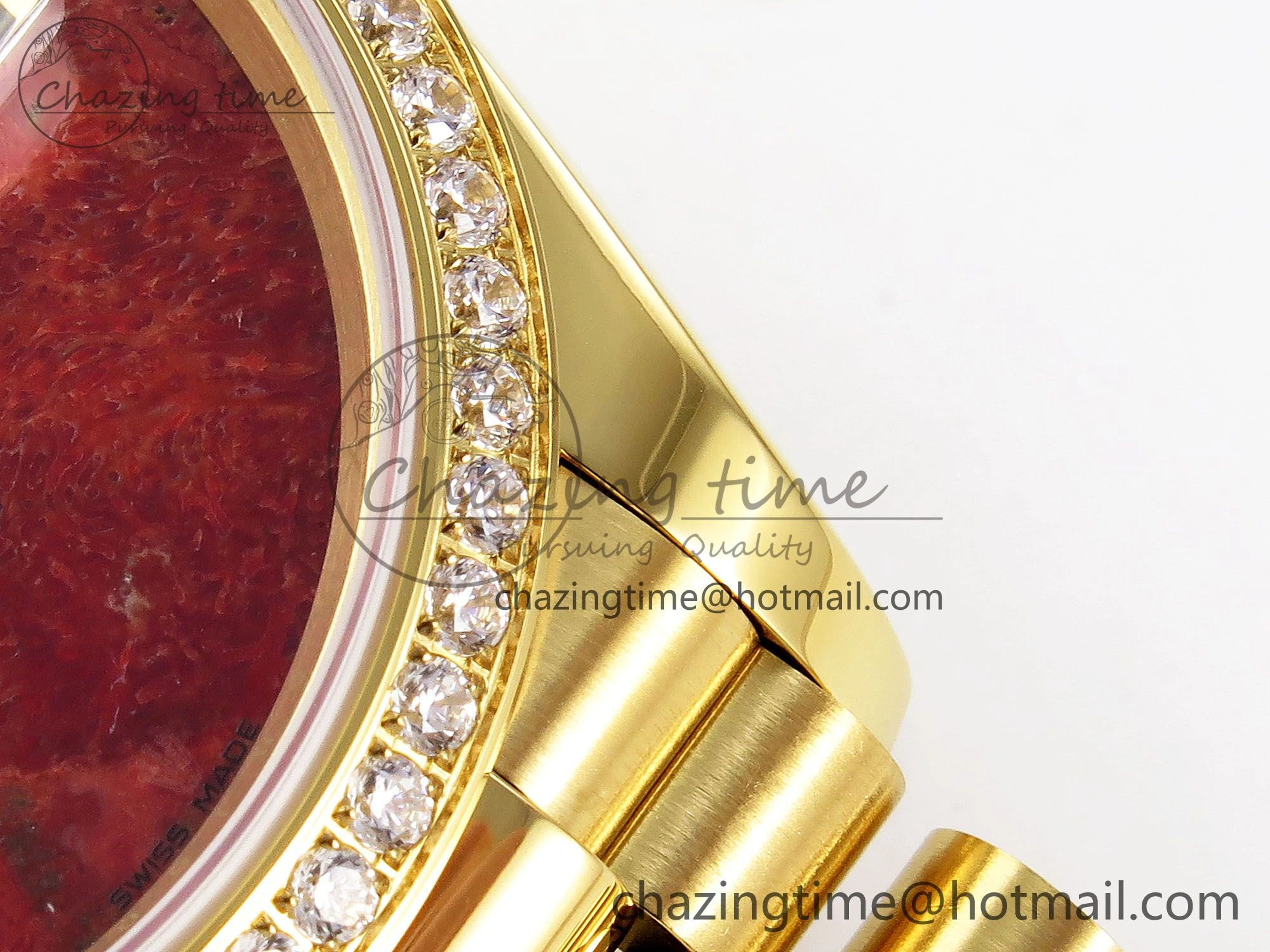 Day Date 36 YG RAF Best Edition Diamond Bezel Rock Dial on YG Bracelet A2836
