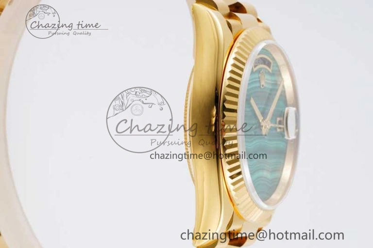 Day Date 36 YG RAF Best Edition Green Wave Dial on YG Bracelet A2836