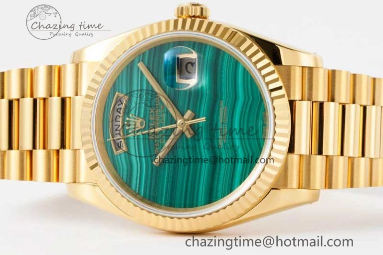 Day Date 36 YG RAF Best Edition Green Wave Dial on YG Bracelet A2836