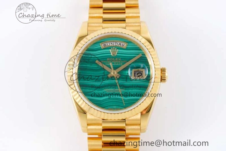 Day Date 36 YG RAF Best Edition Green Wave Dial on YG Bracelet A2836