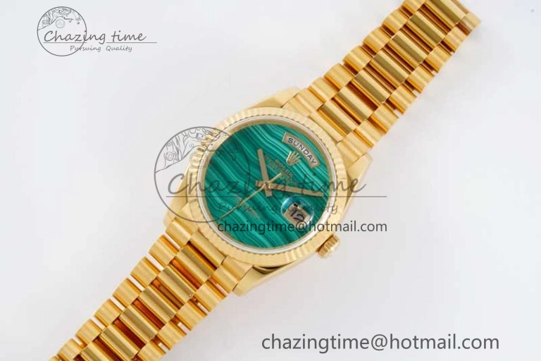Day Date 36 YG RAF Best Edition Green Wave Dial on YG Bracelet A2836