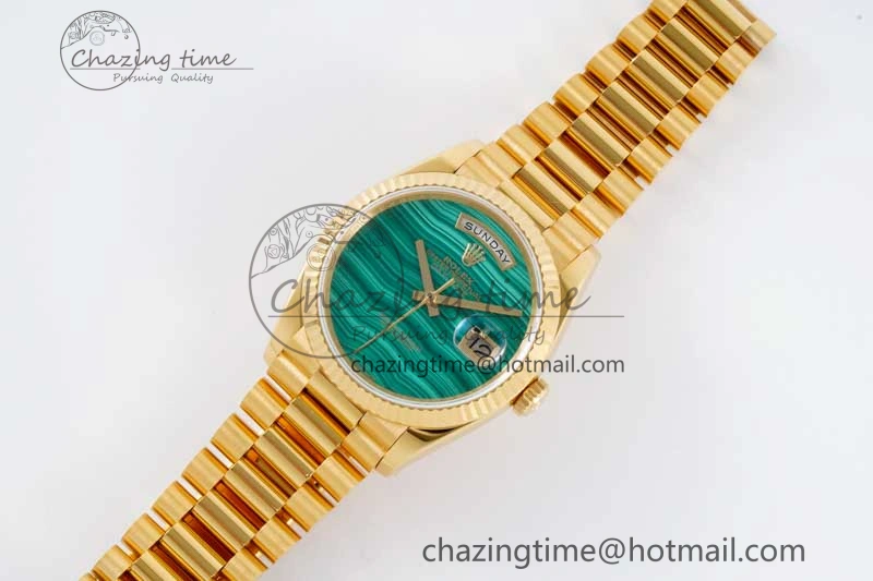 Day Date 36 YG RAF Best Edition Green Wave Dial on YG Bracelet A2836
