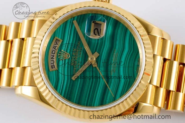 Day Date 36 YG RAF Best Edition Green Wave Dial on YG Bracelet A2836