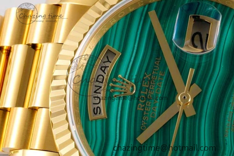 Day Date 36 YG RAF Best Edition Green Wave Dial on YG Bracelet A2836
