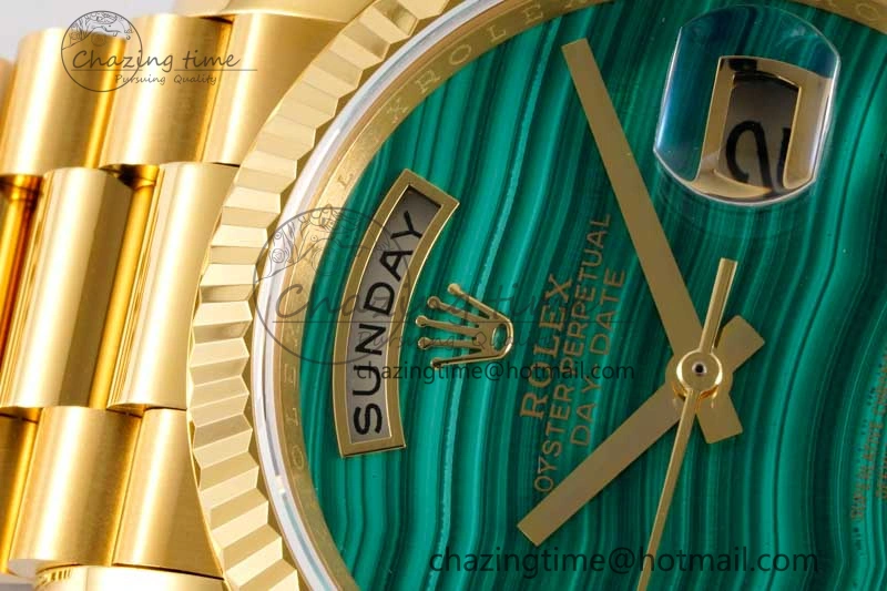Day Date 36 YG RAF Best Edition Green Wave Dial on YG Bracelet A2836