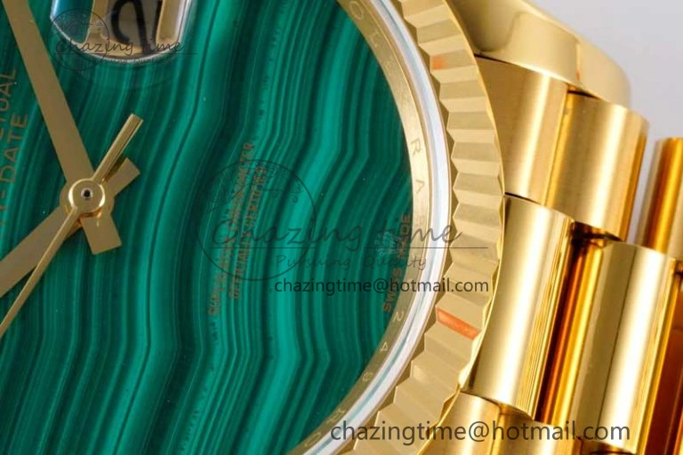 Day Date 36 YG RAF Best Edition Green Wave Dial on YG Bracelet A2836