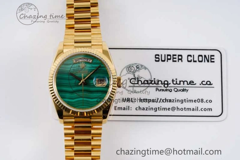 Day Date 36 YG RAF Best Edition Green Wave Dial on YG Bracelet A2836