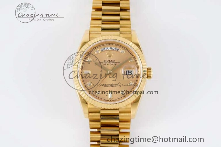 Day Date 36 YG RAF Best Edition YG Diamonds Dial on YG Bracelet A2836