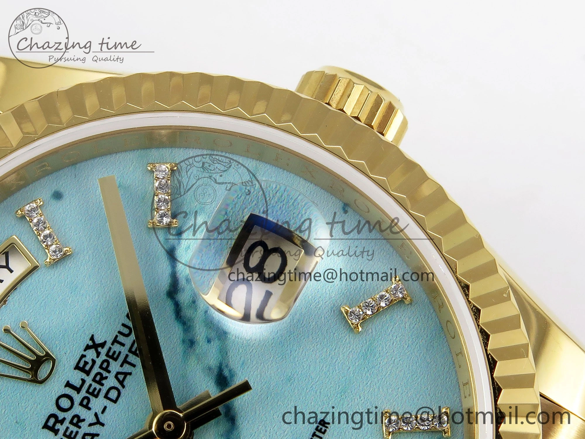 Day Date 36 YG TWSF Best Edition Blue Roman Diamonds Dial on YG Bracelet A2836