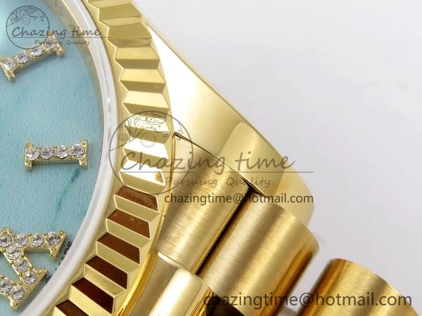 Day Date 36 YG TWSF Best Edition Blue Roman Diamonds Dial on YG Bracelet A2836