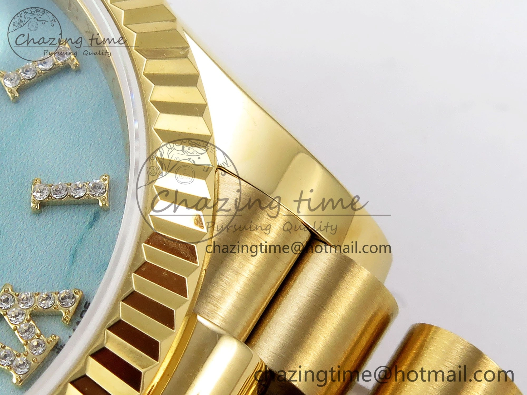Day Date 36 YG TWSF Best Edition Blue Roman Diamonds Dial on YG Bracelet A2836