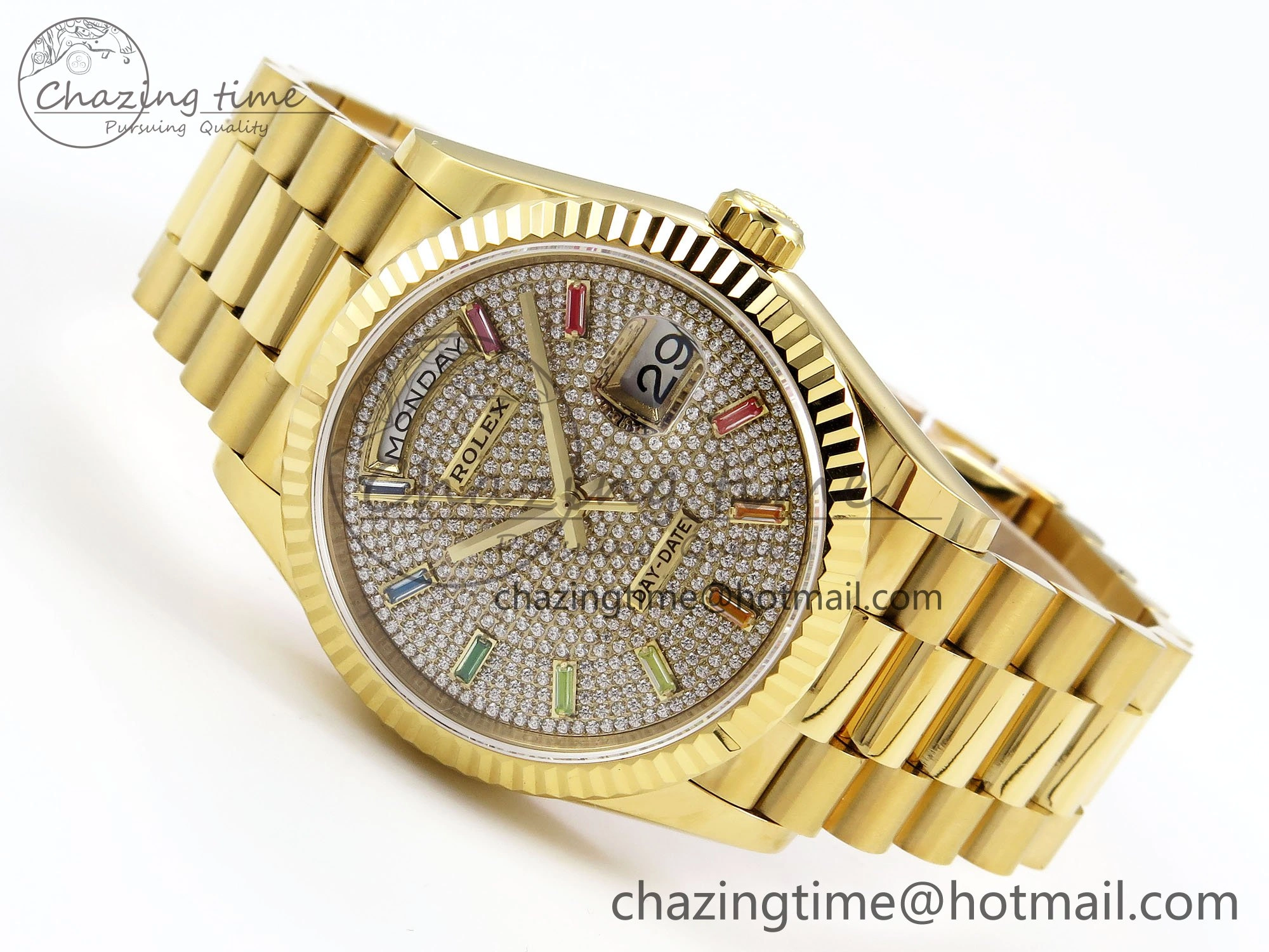 Day Date 36 YG TWSF Best Edition Diamonds Dial on YG Bracelet A2836