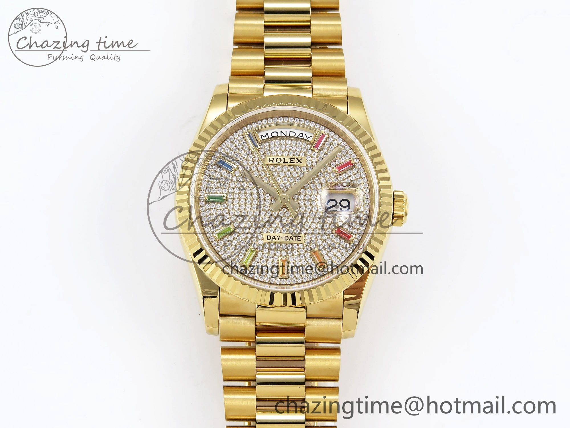 Day Date 36 YG TWSF Best Edition Diamonds Dial on YG Bracelet A2836