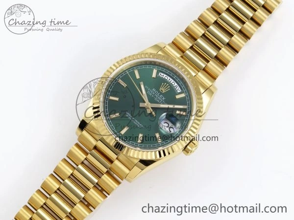Day Date 36 YG TWSF Best Edition Green Dial on YG Bracelet A2836