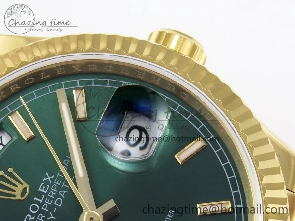 Day Date 36 YG TWSF Best Edition Green Dial on YG Bracelet A2836
