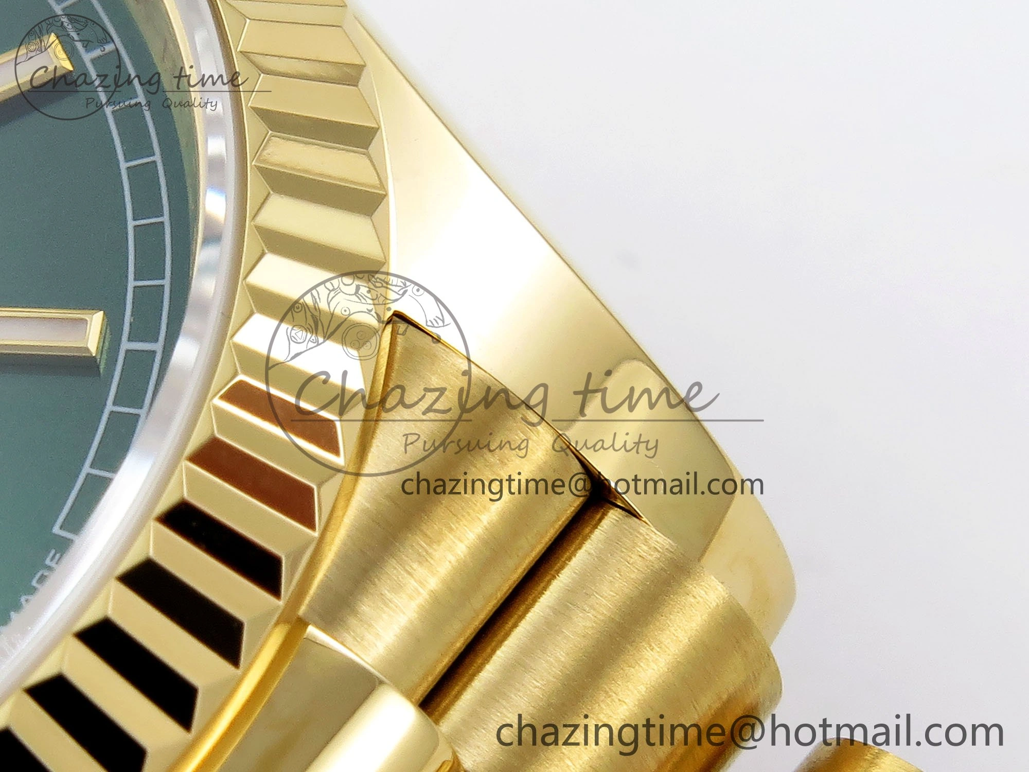 Day Date 36 YG TWSF Best Edition Green Dial on YG Bracelet A2836