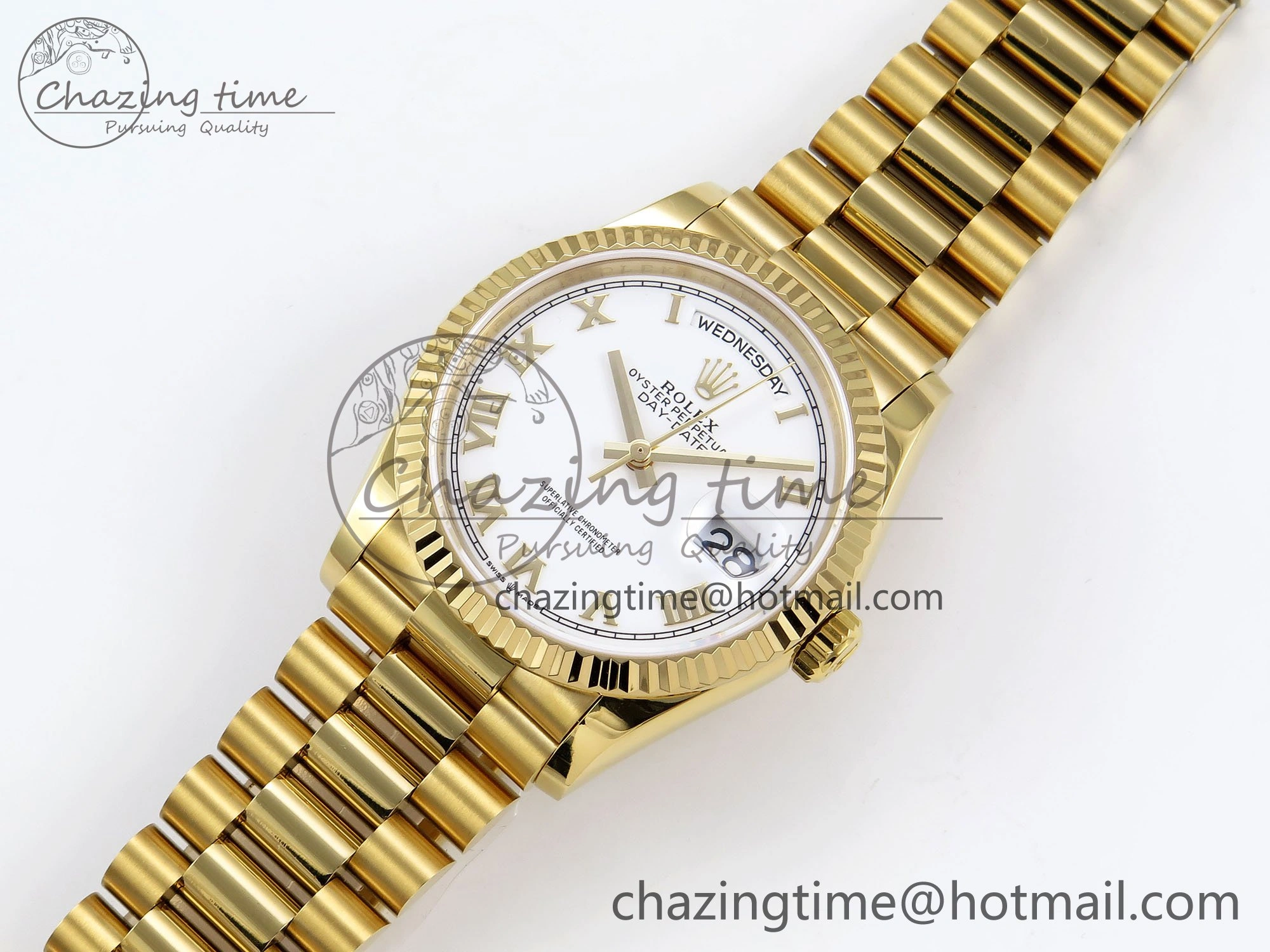 Day Date 36 YG TWSF Best Edition White Roman Dial on YG Bracelet A2836