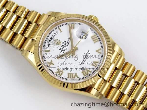 Day Date 36 YG TWSF Best Edition White Roman Dial on YG Bracelet A2836