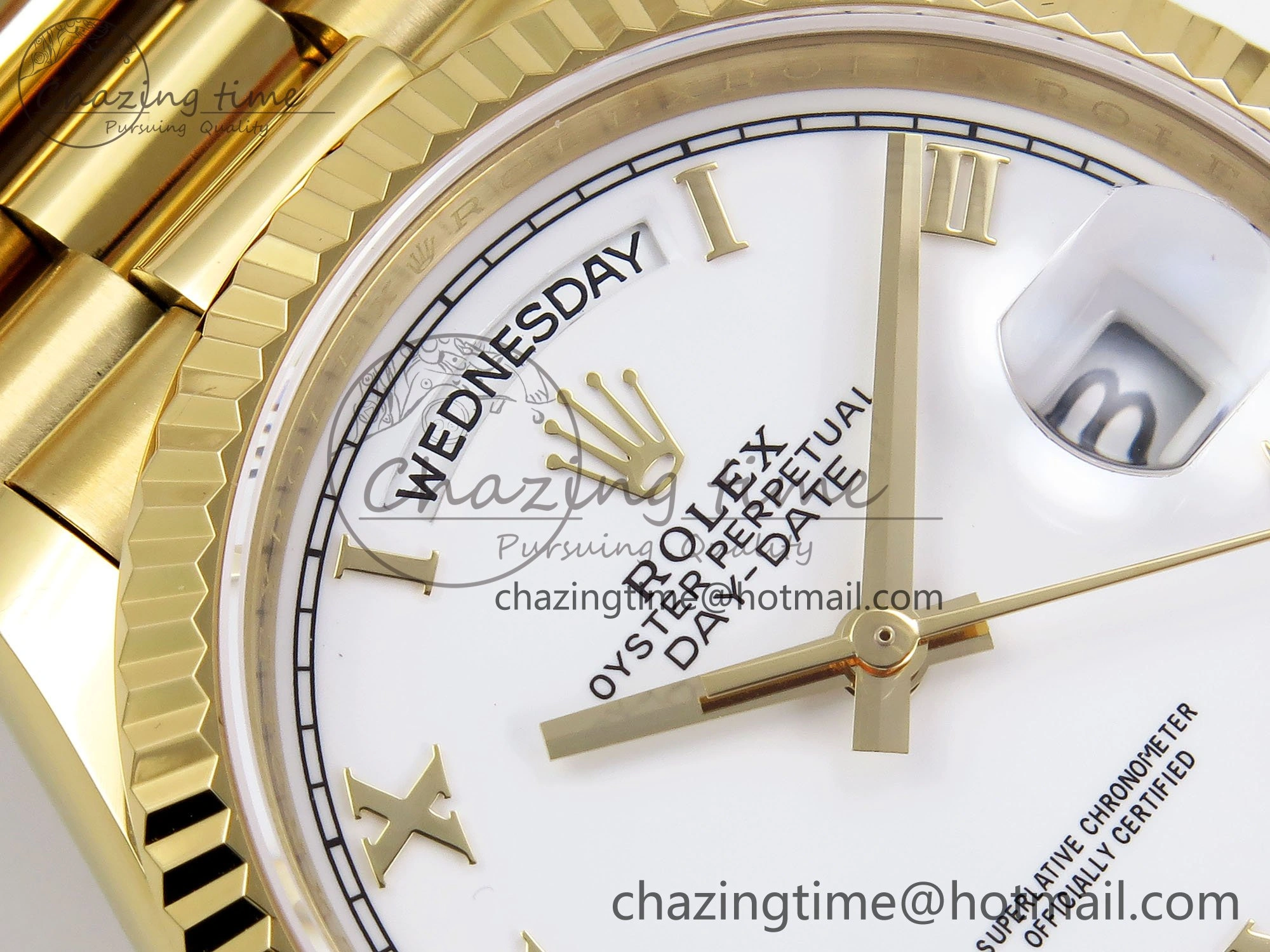 Day Date 36 YG TWSF Best Edition White Roman Dial on YG Bracelet A2836