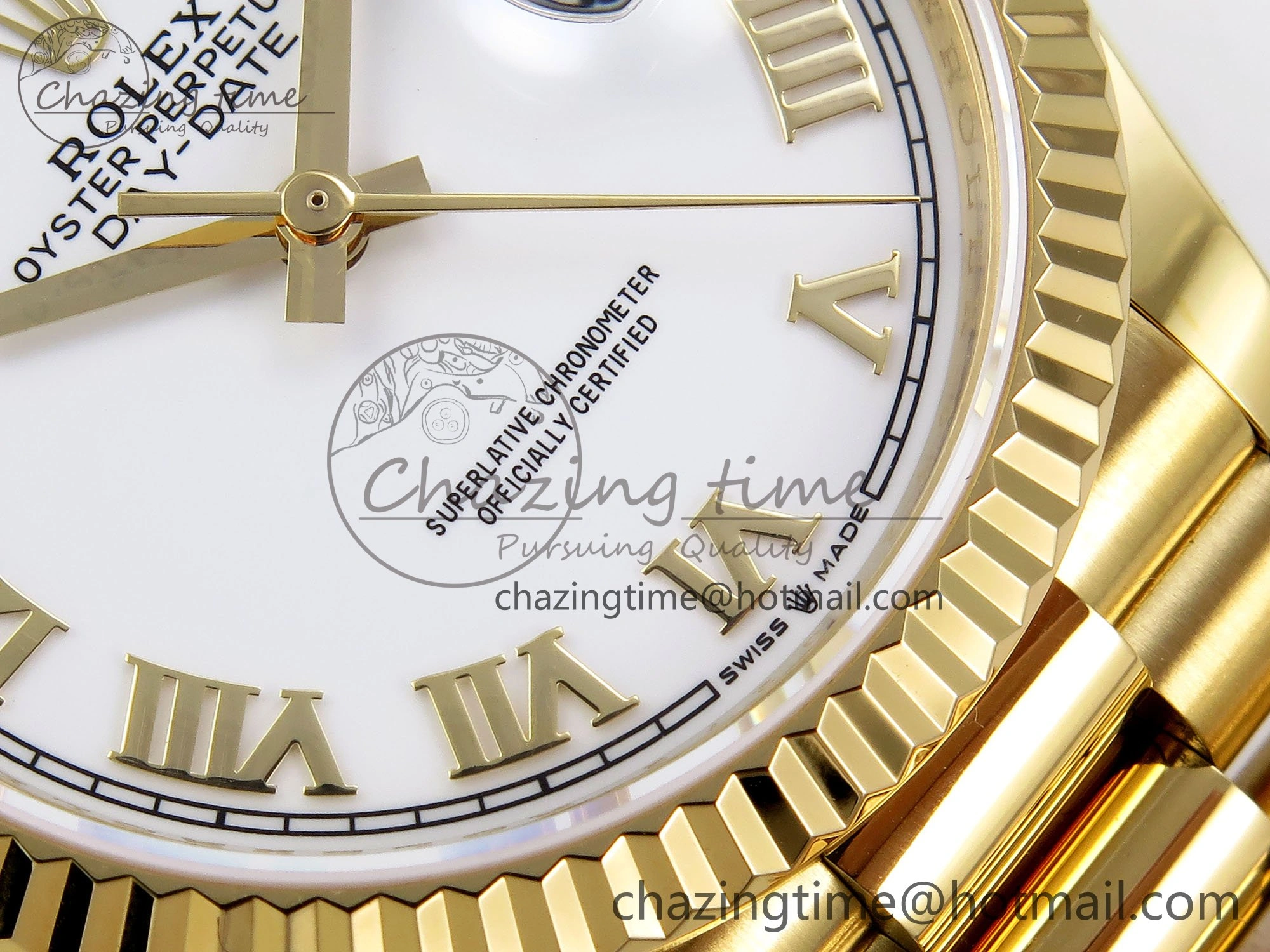 Day Date 36 YG TWSF Best Edition White Roman Dial on YG Bracelet A2836