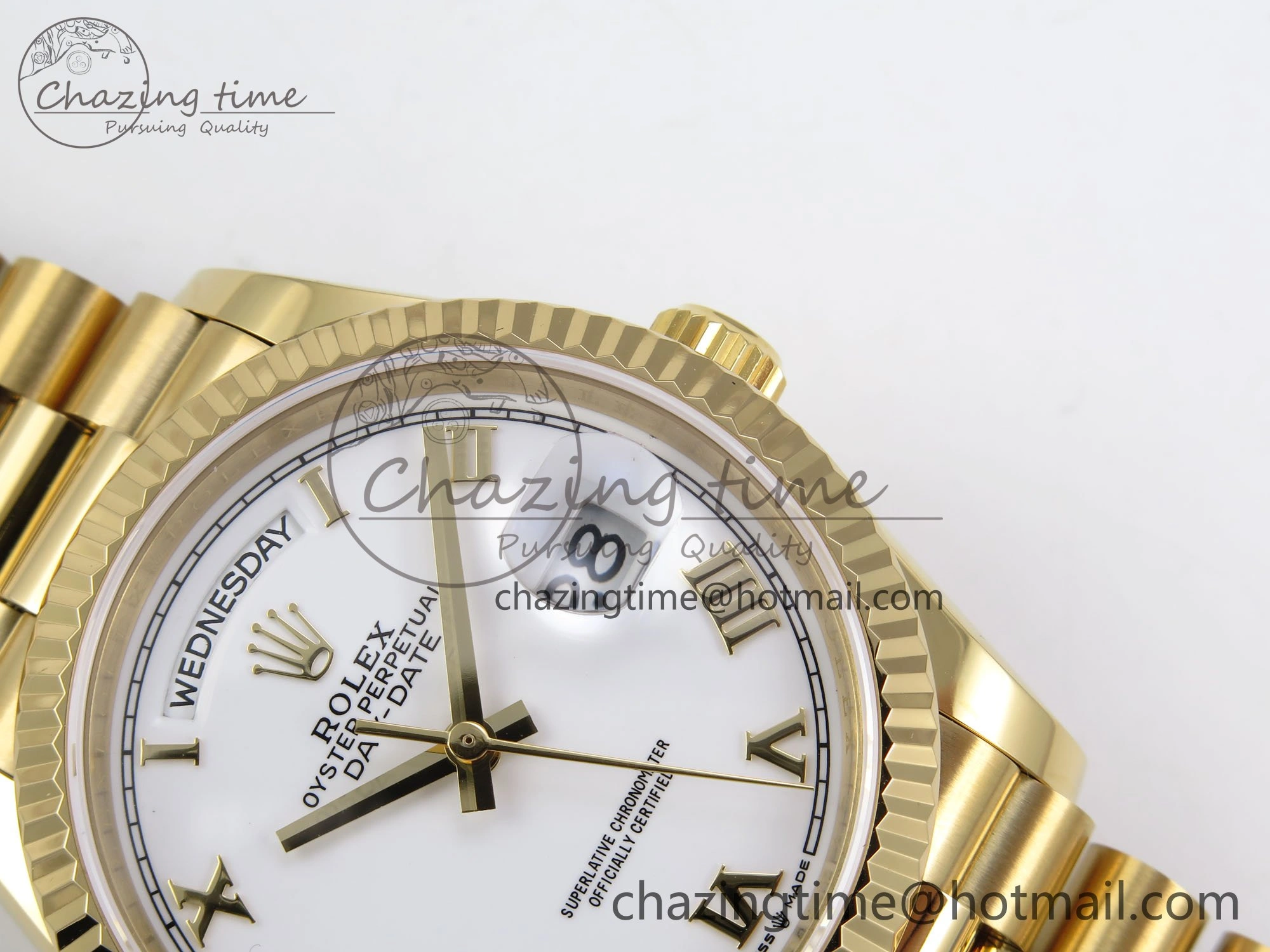 Day Date 36 YG TWSF Best Edition White Roman Dial on YG Bracelet A2836
