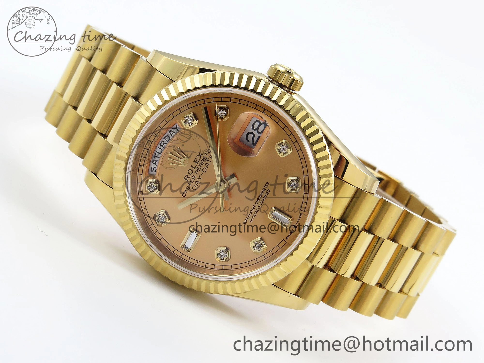 Day Date 36 YG TWSF Best Edition YG Diamonds Dial on YG Bracelet A2836