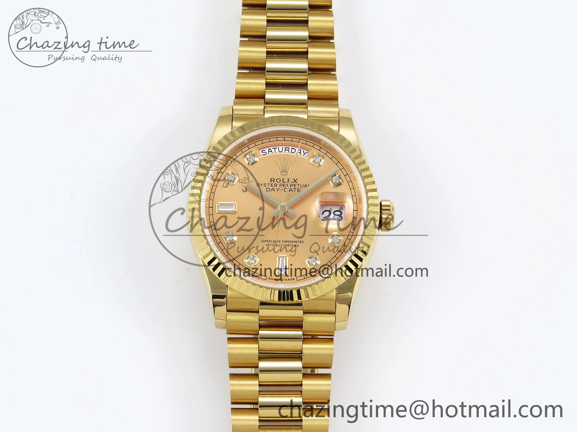 Day Date 36 YG TWSF Best Edition YG Diamonds Dial on YG Bracelet A2836