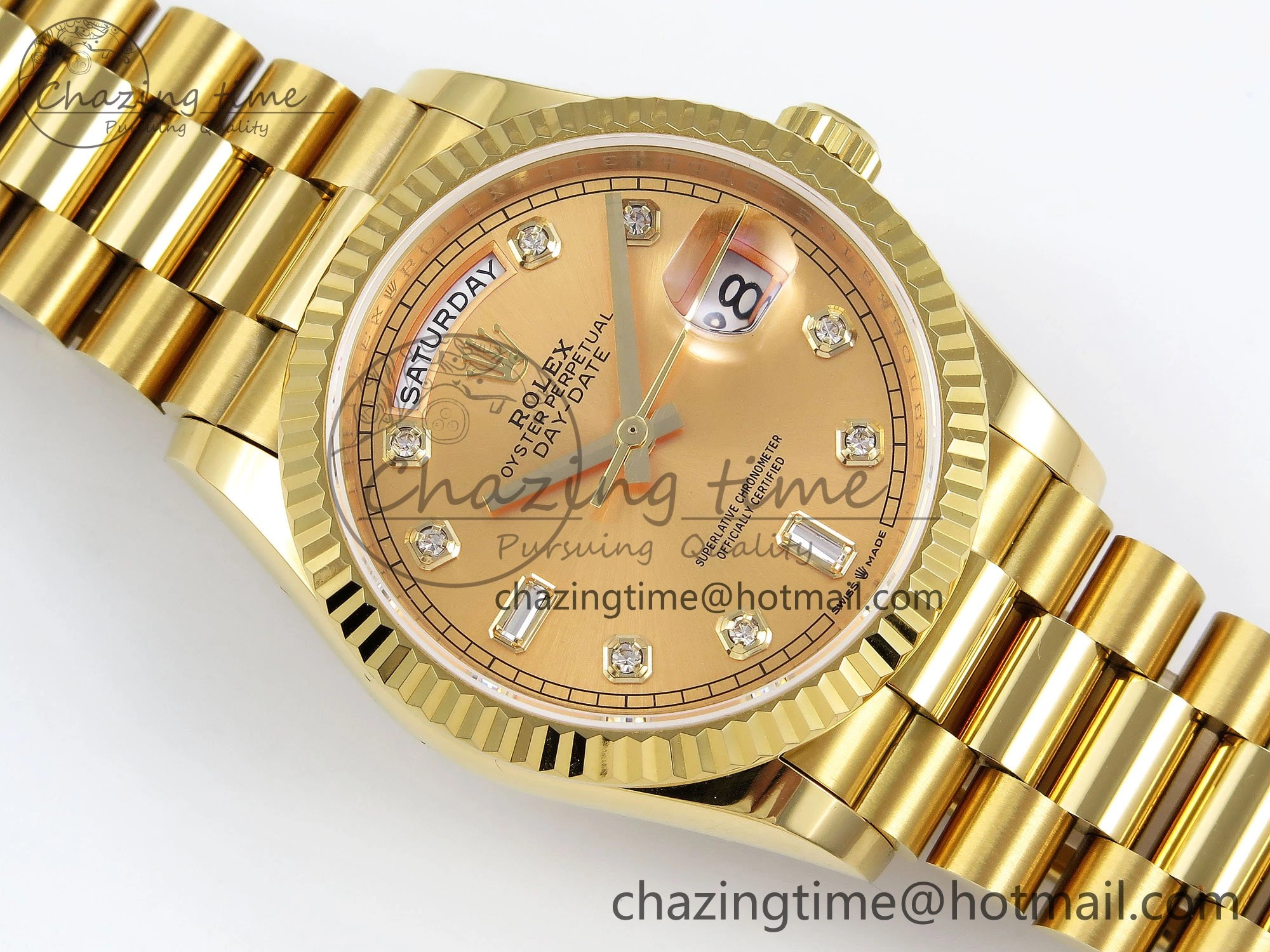 Day Date 36 YG TWSF Best Edition YG Diamonds Dial on YG Bracelet A2836