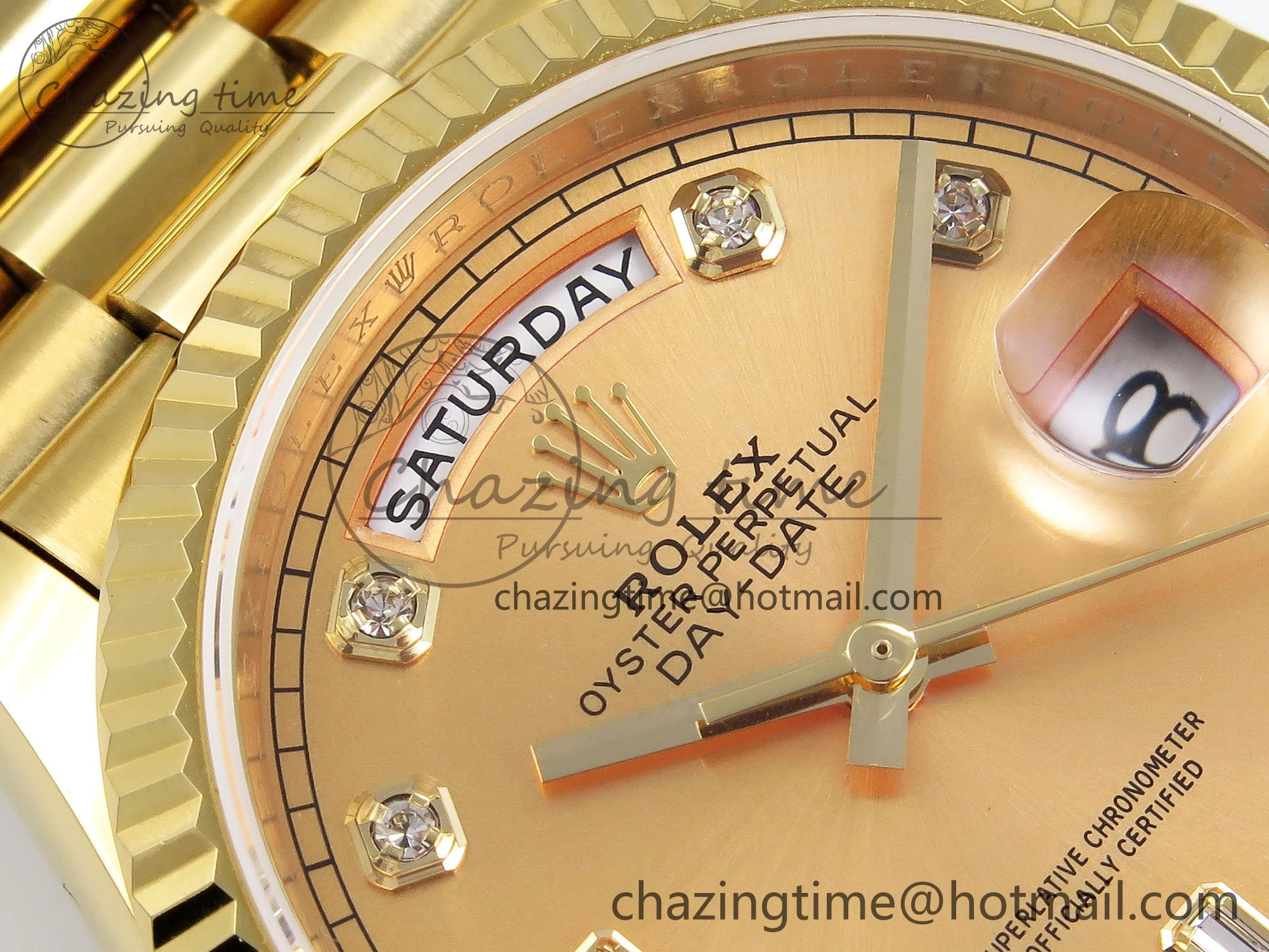Day Date 36 YG TWSF Best Edition YG Diamonds Dial on YG Bracelet A2836