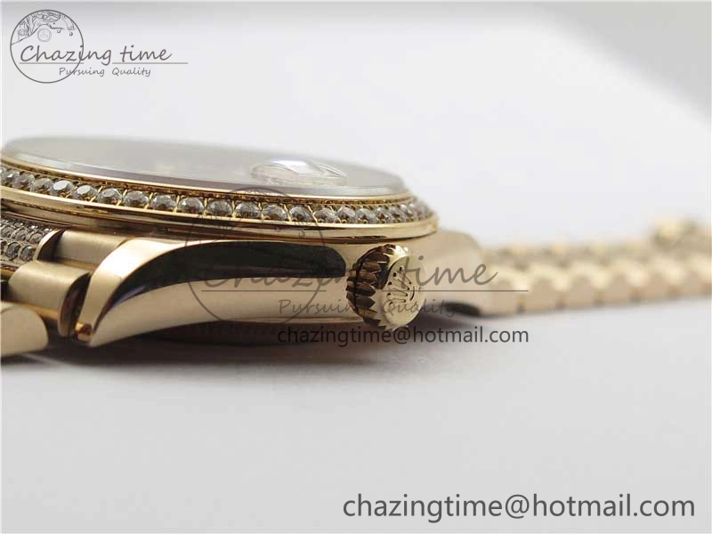 Day-Date 36mm 128235 RG Crystal BP Best Edition RG Crystal Marker Dial on RG President Bracelet A2836