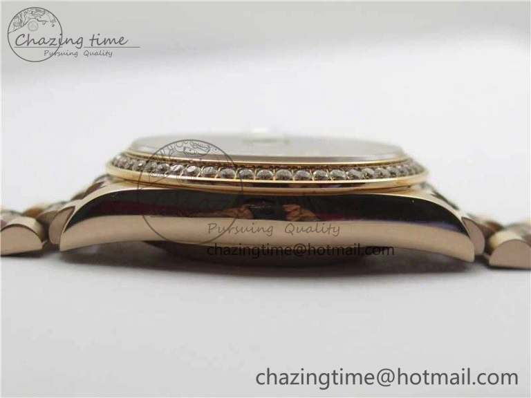 Day-Date 36mm 128235 RG Crystal BP Best Edition RG Crystal Marker Dial on RG President Bracelet A2836