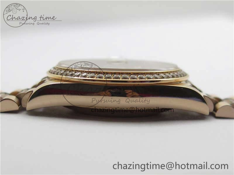 Day-Date 36mm 128235 RG Crystal BP Best Edition RG Crystal Marker Dial on RG President Bracelet A2836