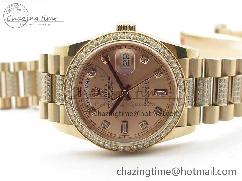 Day-Date 36mm 128235 RG Crystal BP Best Edition RG Crystal Marker Dial on RG President Bracelet A2836