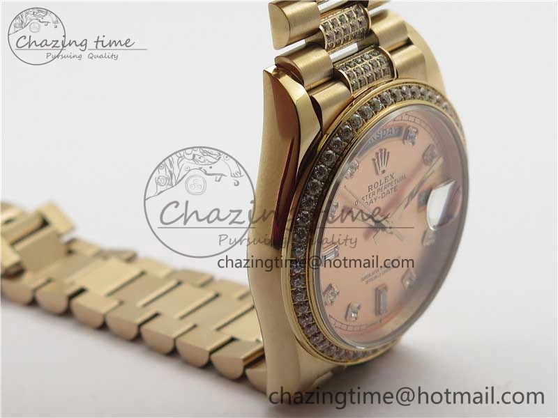 Day-Date 36mm 128235 RG Crystal BP Best Edition RG Crystal Marker Dial on RG President Bracelet A2836