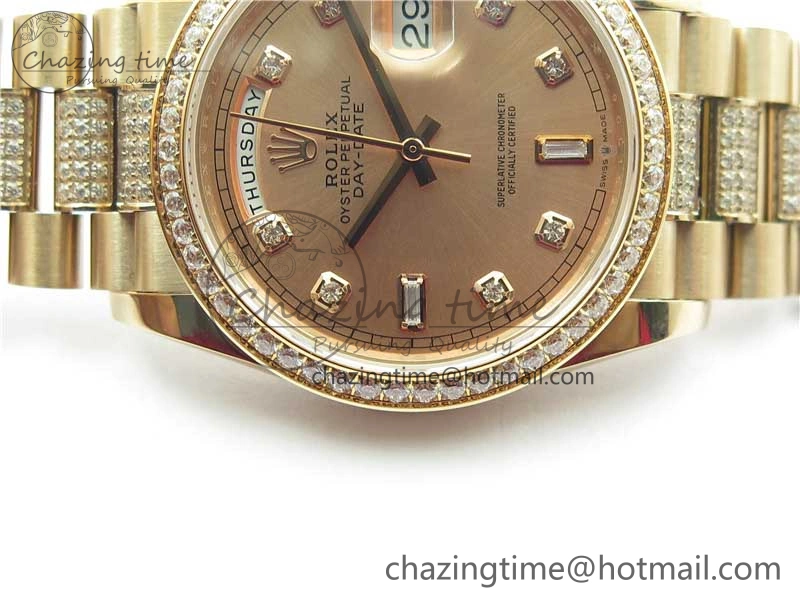 Day-Date 36mm 128235 RG Crystal BP Best Edition RG Crystal Marker Dial on RG President Bracelet A2836