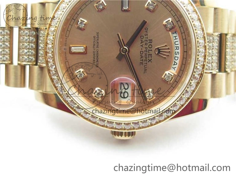Day-Date 36mm 128235 RG Crystal BP Best Edition RG Crystal Marker Dial on RG President Bracelet A2836
