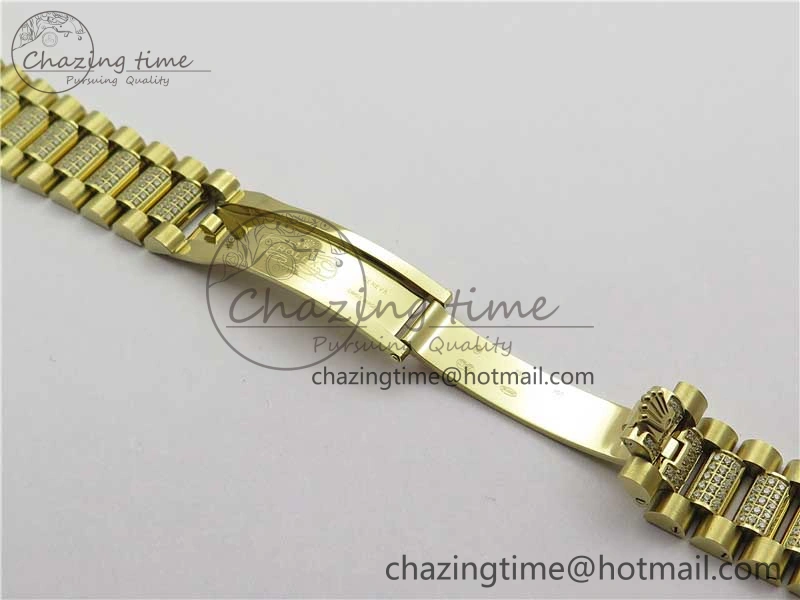 Day-Date 36mm 128235 YG Crystal BP Best Edition Green Crystal Marker Dial on YG President Bracelet A2836