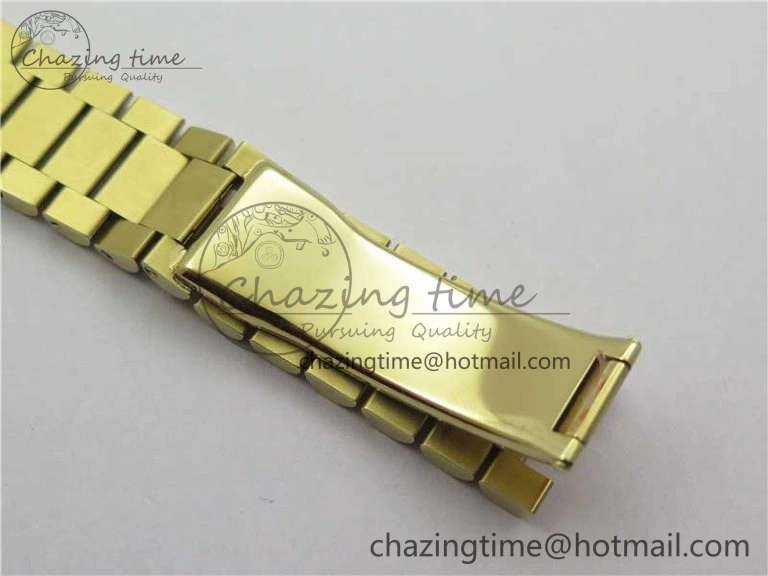 Day-Date 36mm 128235 YG Crystal BP Best Edition Green Crystal Marker Dial on YG President Bracelet A2836