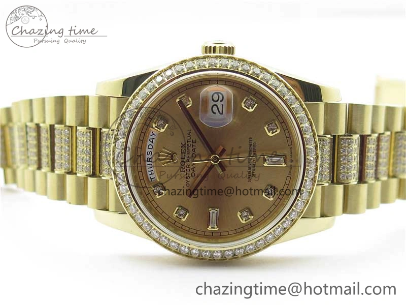 Day-Date 36mm 128235 YG Crystal BP Best Edition YG Crystal Marker Dial on YG President Bracelet A2836